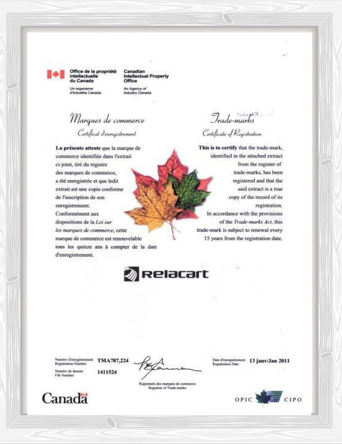 Certificado de registro canadiense