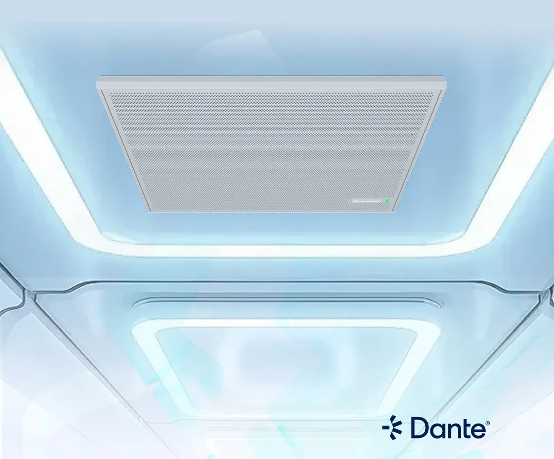 Estudio de caso de audio de Relacart | Micrófono matricial de techo con IA ACM-600 instalado en un grupo líder en la industria de la aviación