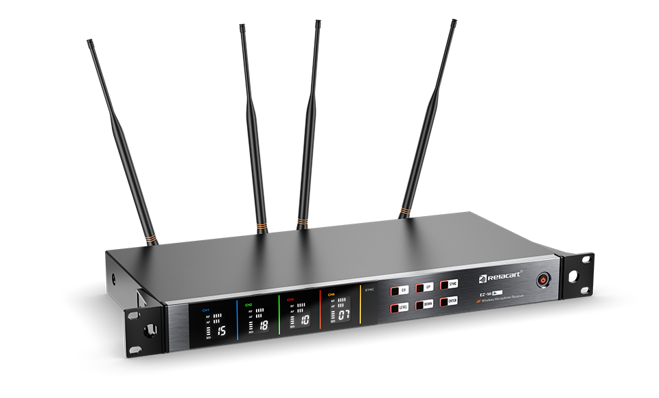 Receptor de micrófono inalámbrico de cuatro canales