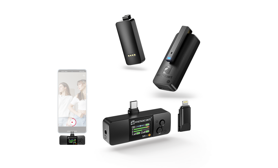 Mini sistema de micrófono inalámbrico de doble canal