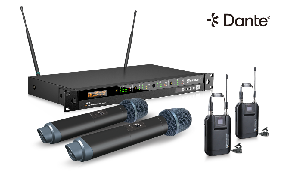 Sistema de micrófono inalámbrico True Diversity de banda ancha de 130MHz y cuatro canales