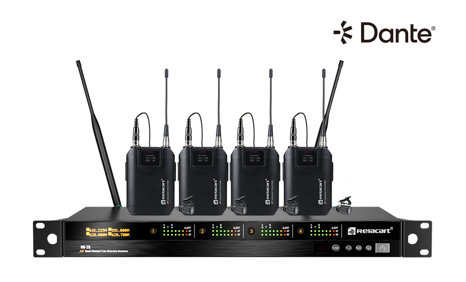 Sistema de micrófono inalámbrico True Diversity de banda ancha de 130MHz y cuatro canales
