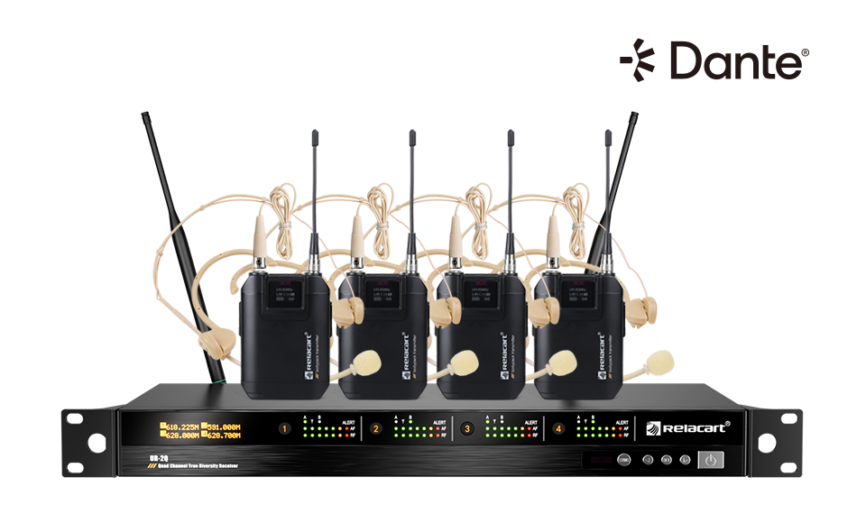 Sistema de micrófono inalámbrico True Diversity de banda ancha de 130MHz y cuatro canales