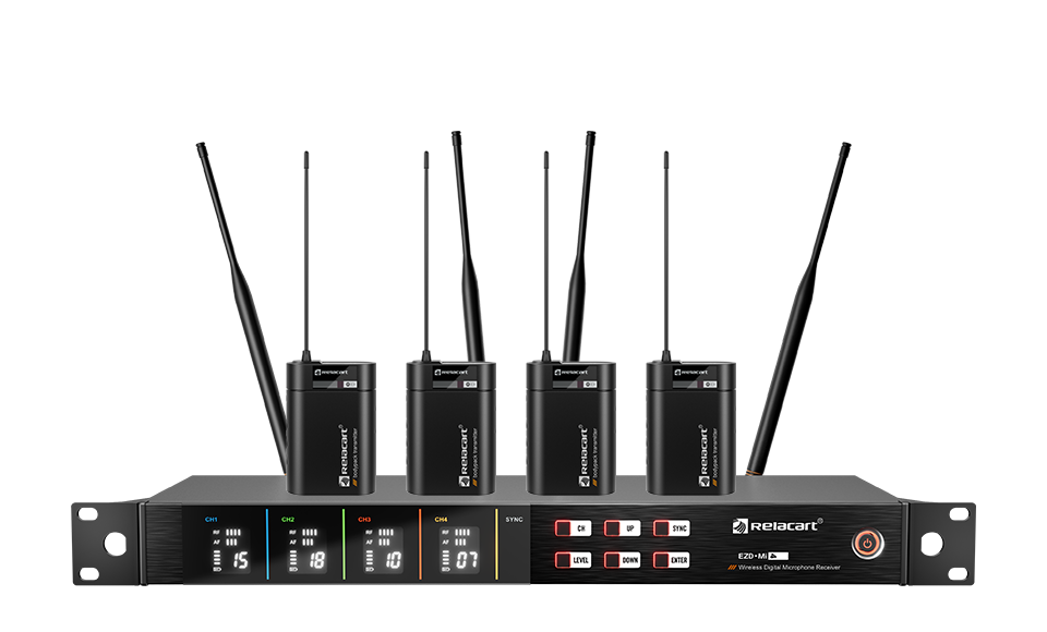 Sistema de micrófono inalámbrico digital UHF de cuatro canales con True Diversity